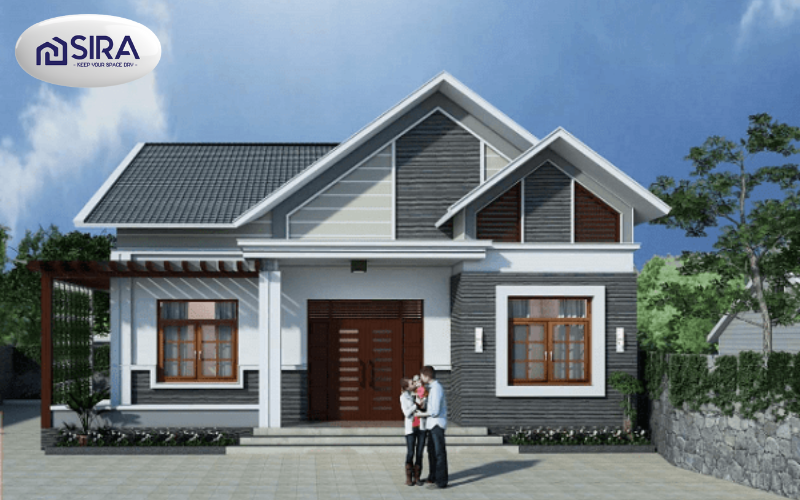 phoi-mau-son-nha-cap-4-mai-thai-bang-tong-mau-xam Phối màu sơn nhà cấp 4 mái Thái bằng các tông màu xám hiện đại