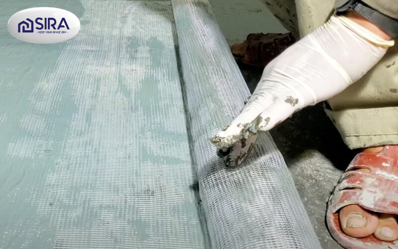Thi công lưới thủy tinh chống thấm